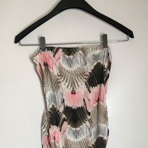 Club L Feather Print Tight Fit Tube Dress